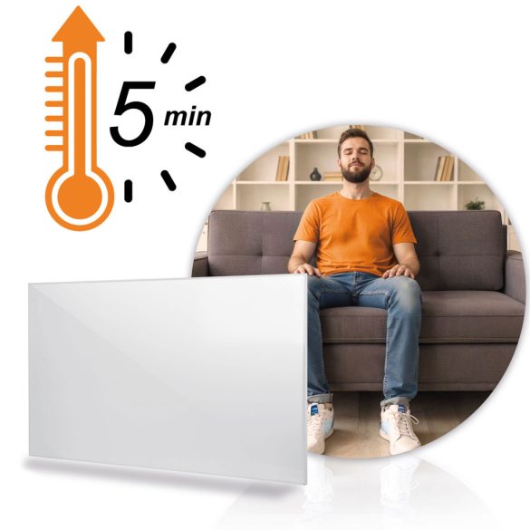 Elektromos fűtőpanel, Berdsen BD-988, fehér, 960 W, 120 x 80 x 1,2 cm, infravörös Carbon Crystal technológia, falra szerelhető