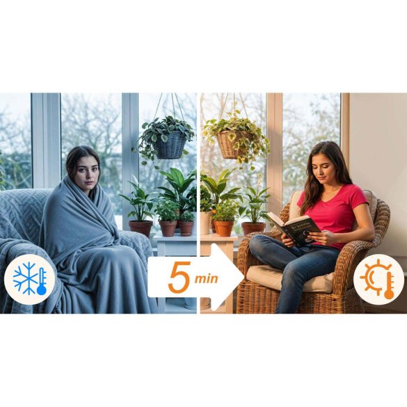 Elektromos fűtőpanel, Berdsen BD-989, fehér, 960 W, 120 x 80 x 1,2 cm, Wi‑Fi (Tuya) és távirányító, érintőpanel, beépített termosztát, időzítő: 1-9 óra