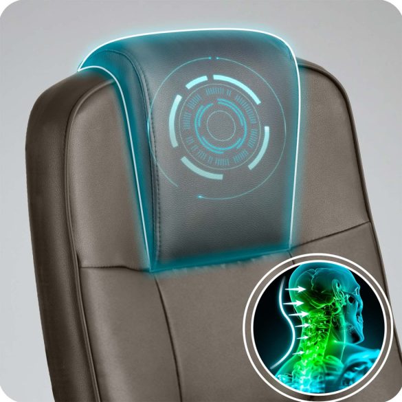 Irodai szék, Sofotel, sötétbarna, 115-125 cm, állítható, gázliftes magasságállítás, gumírozott kerekek, fejtámlás, 120 kg teherbírás