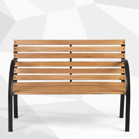 Kerti pad, Sofotel Luca, 117,5 x 83 x 57 cm, természetes fa árnyalat/fekete, háttámlával, lakkozott fa, acél váz, 2 személyes