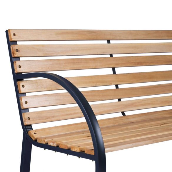 Kerti pad, Sofotel Luca, 117,5 x 83 x 57 cm, természetes fa árnyalat/fekete, háttámlával, lakkozott fa, acél váz, 2 személyes