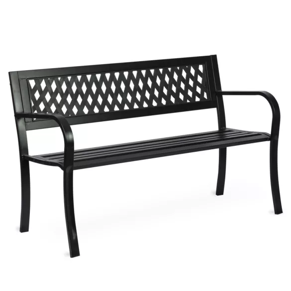 Kerti pad, Sofotel Clover, fekete, 125 x 77 x 49 cm, háttámlával, acél váz, 2 személyes