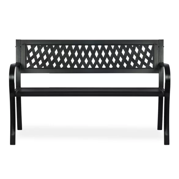 Kerti pad, Sofotel Clover, fekete, 125 x 77 x 49 cm, háttámlával, acél váz, 2 személyes