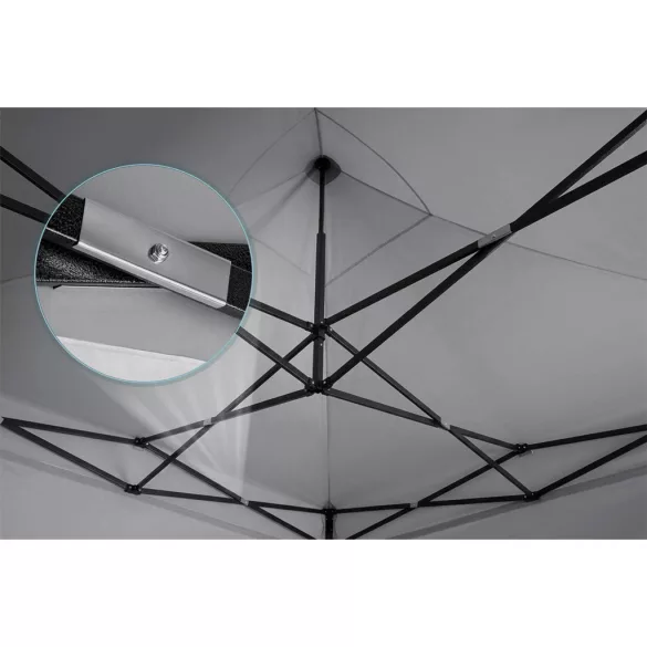Kerti pavilon, Plonos, szürke, 3 x 3 m, 3 oldalfallal, hordtáskával, fém vázzal, UV-álló és esőálló PE ponyva, 3 m állítható magassággal