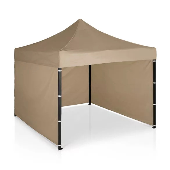 Kerti pavilon, Plonos, bézs, 3 x 3 m, 3 oldalfallal, hordtáskával, fém vázzal, UV-álló és esőálló PE ponyva, 3 m állítható magassággal