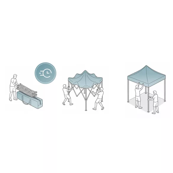 Kerti pavilon, Plonos, bézs, 3 x 3 m, 3 oldalfallal, hordtáskával, fém vázzal, UV-álló és esőálló PE ponyva, 3 m állítható magassággal