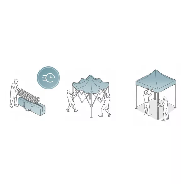 Kerti pavilon, Plonos, fekete, 3 x 6 m, 3 oldalfallal, hordtáskával, fém vázzal, UV-álló és esőálló PE ponyva, 3 m állítható magassággal