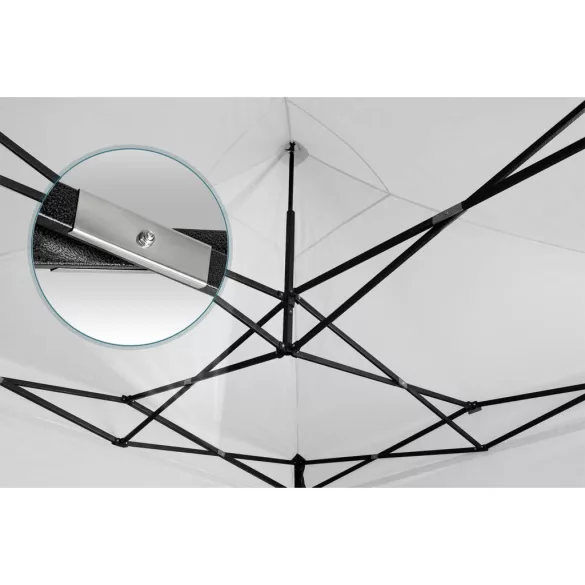 Kerti pavilon, Plonos, fehér, 3 x 6 m, 3 oldalfallal, hordtáskával, fém vázzal, UV-álló és esőálló PE ponyva, 3 m állítható magassággal