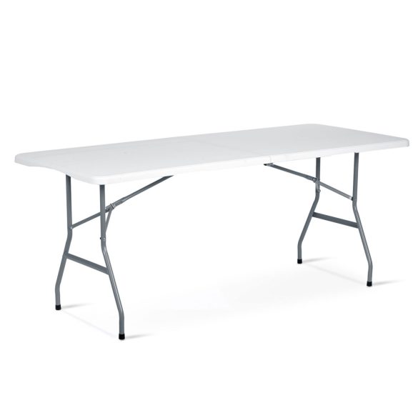 Kerti asztal, Plonos, fehér, 180 cm, acél keret, HDPE műanyag felület, összecsukható