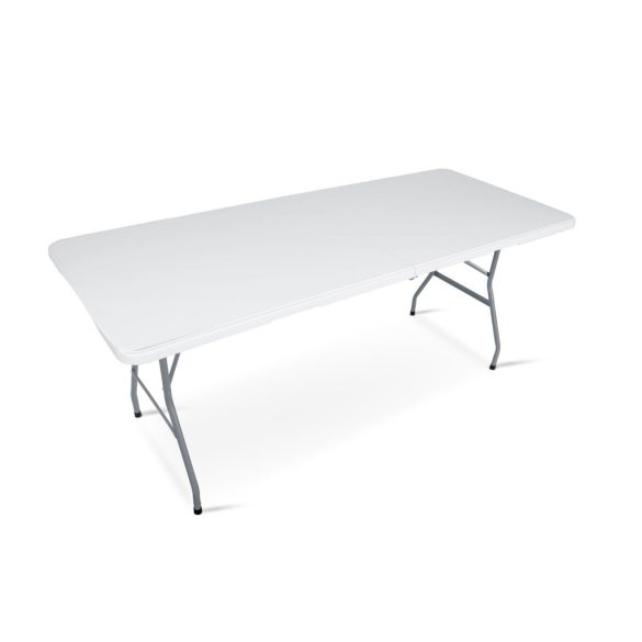 Kerti asztal, Plonos, fehér, 180 cm, acél keret, HDPE műanyag felület, összecsukható