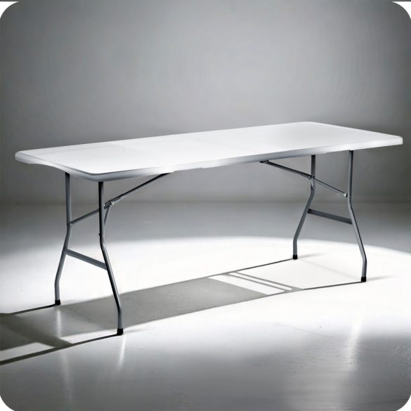 Kerti asztal, Plonos, fehér, 180 cm, acél keret, HDPE műanyag felület, összecsukható