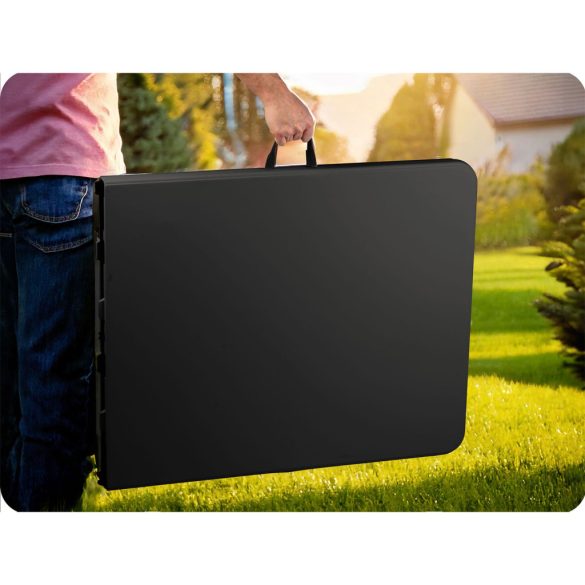 Kerti asztal, Plonos, fekete, 180 cm, acél keret, HDPE műanyag felület, összecsukható