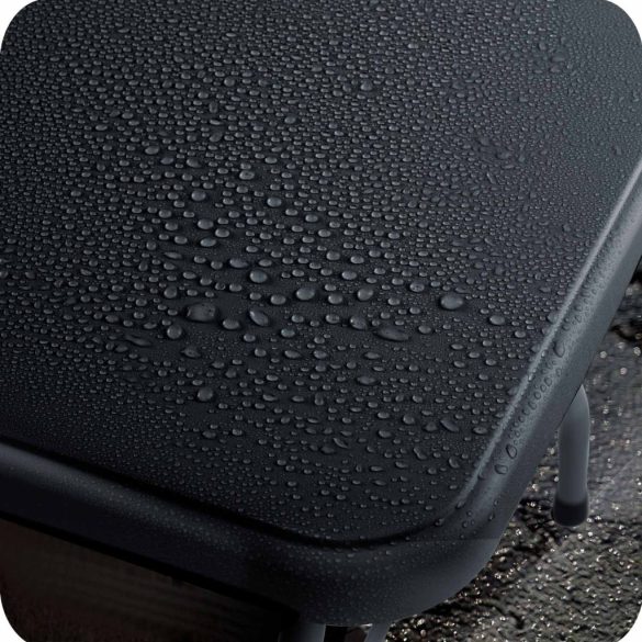 Kerti asztal, Plonos, fekete, 180 cm, acél keret, HDPE műanyag felület, összecsukható