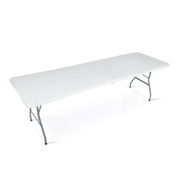 Kerti asztal, Plonos, fehér, 244 cm, acél keret, HDPE műanyag felület, összecsukható