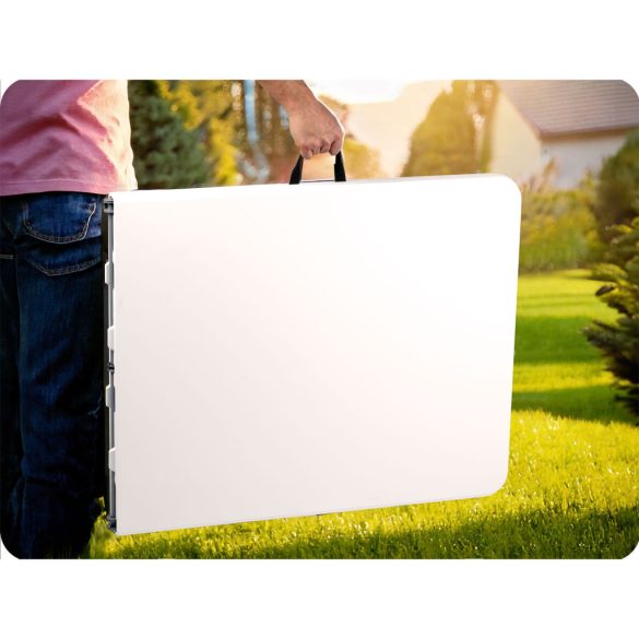 Kerti asztal, Plonos, fehér, 244 cm, acél keret, HDPE műanyag felület, összecsukható