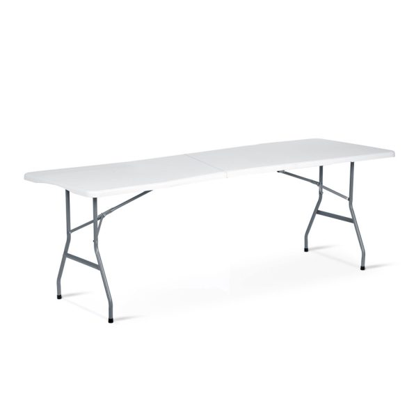 Kerti asztal, Plonos, fehér, 244 cm, acél keret, HDPE műanyag felület, összecsukható