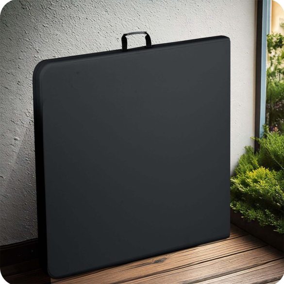 Kerti asztal, Plonos, fekete, 244 cm, acél keret, HDPE műanyag felület, összecsukható