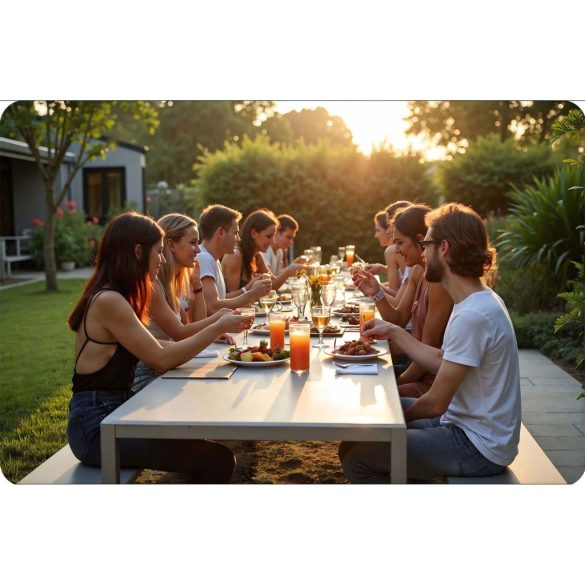 Sörpad, Plonos, fehér, 180 cm, acél keret, HDPE műanyag ülőfelület, összecsukható