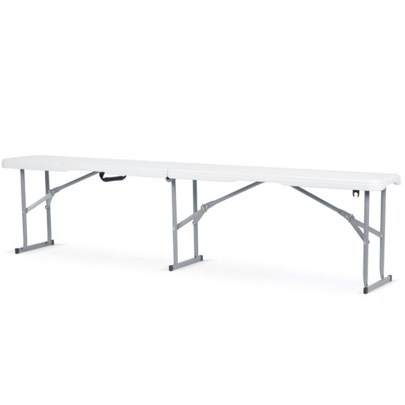 Sörpad, Plonos, fehér, 180 cm, acél keret, HDPE műanyag ülőfelület, összecsukható