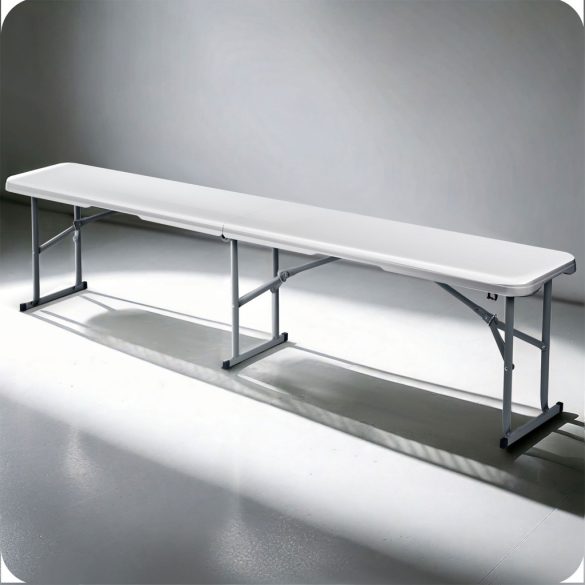 Sörpad, Plonos, fehér, 180 cm, acél keret, HDPE műanyag ülőfelület, összecsukható