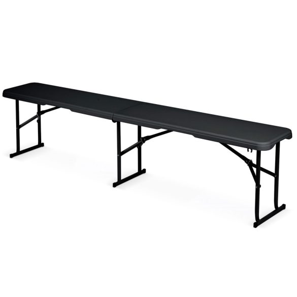 Sörpad, Plonos, fekete, 180 cm, acél keret, HDPE műanyag ülőfelület, összecsukható