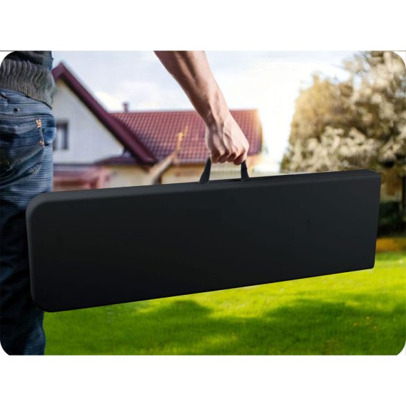 Sörpad, Plonos, fekete, 180 cm, acél keret, HDPE műanyag ülőfelület, összecsukható