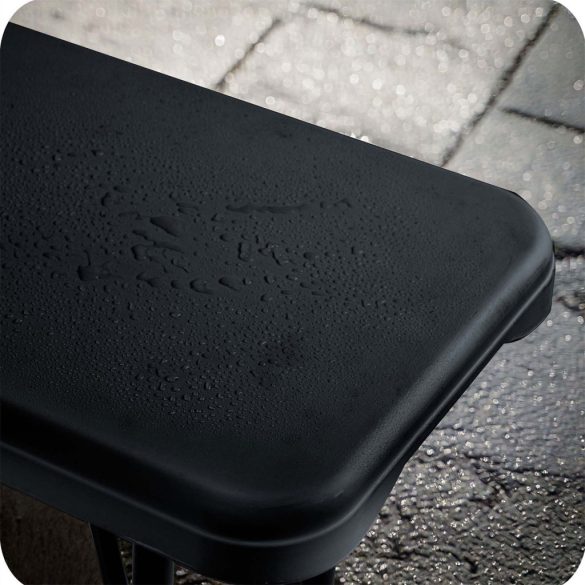 Sörpad, Plonos, fekete, 180 cm, acél keret, HDPE műanyag ülőfelület, összecsukható