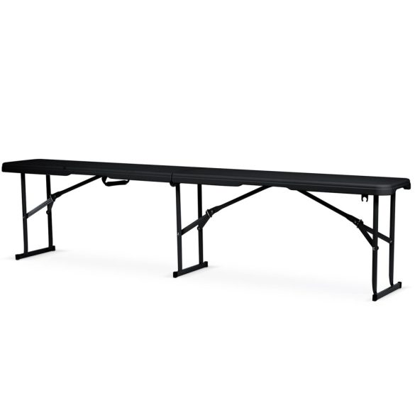 Sörpad, Plonos, fekete, 180 cm, acél keret, HDPE műanyag ülőfelület, összecsukható