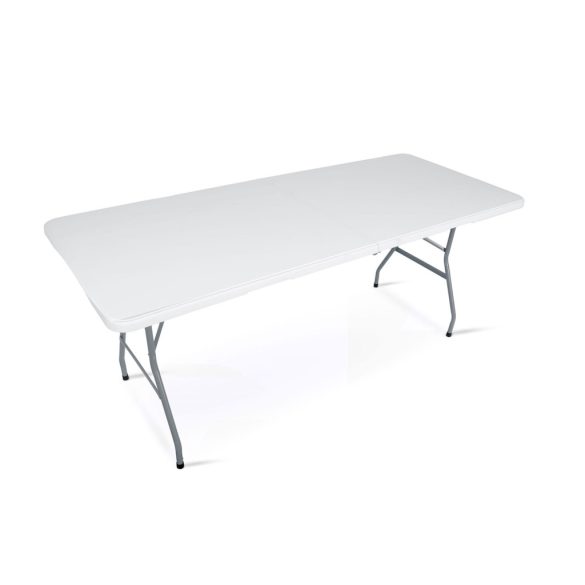 Sörpad szett, Plonos, fehér, 180 cm, acél keret, HDPE műanyag felület, összecsukható, 3 db, asztal és 2 pad