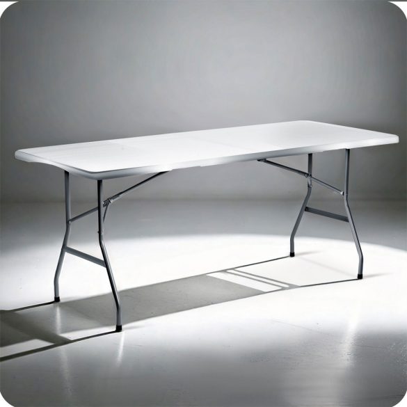 Sörpad szett, Plonos, fehér, 180 cm, acél keret, HDPE műanyag felület, összecsukható, 3 db, asztal és 2 pad