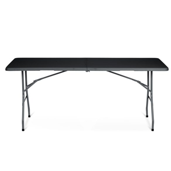Sörpad szett, Plonos, fekete, 180 cm, acél keret, HDPE műanyag felület, összecsukható, 3 db, asztal és 2 pad