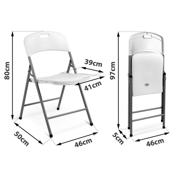 Kerti szék, Plonos Sofotel PL-404, fehér, acél keret, PE, összecsukható, 200 kg teherbírás, 2 db-os szett