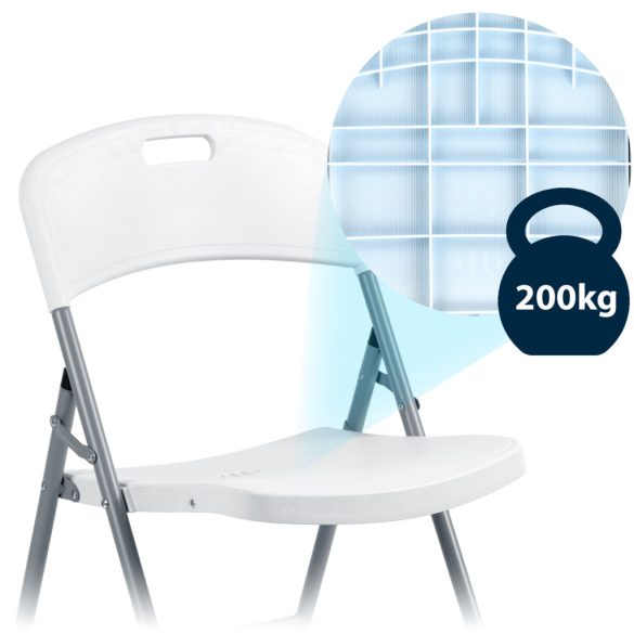 Kerti szék, Plonos Sofotel PL-404, fehér, acél keret, PE, összecsukható, 200 kg teherbírás, 2 db-os szett