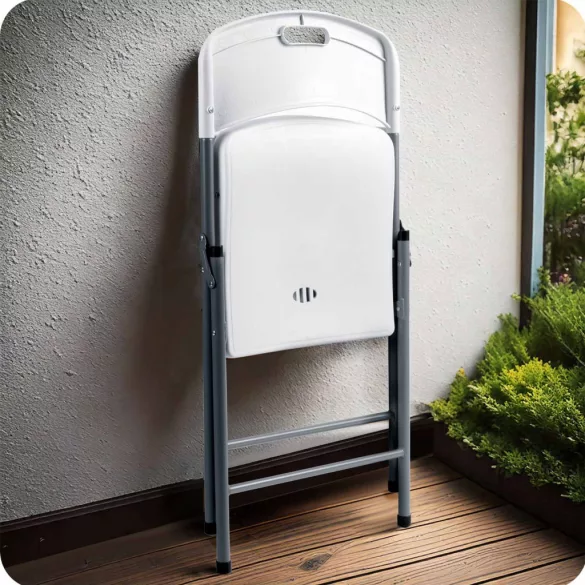 Kerti szék, Plonos Sofotel PL-404, fehér, acél keret, PE, összecsukható, 200 kg teherbírás, 4 db-os szett