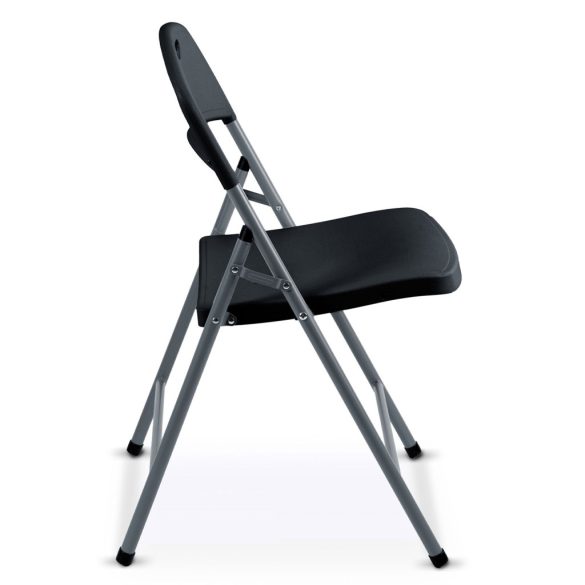 Kerti szék, Plonos Sofotel PL-404, fekete, acél keret, PE, összecsukható, 200 kg teherbírás, 2 db-os szett