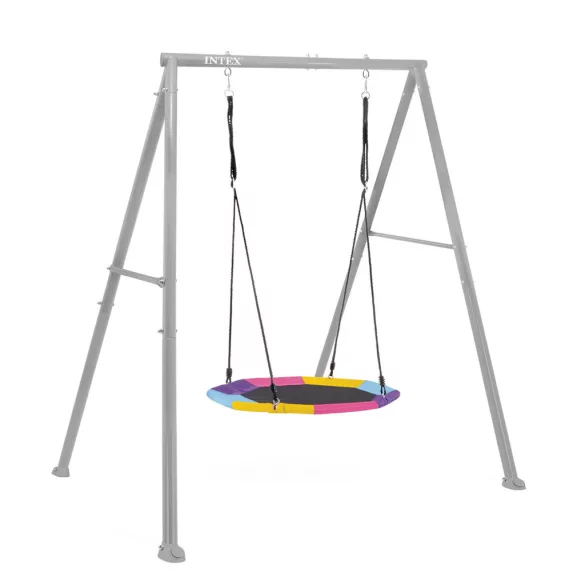 Fészekhinta, Intex 44112, átmérő: 102 cm, színes, horganyzott acél állvány, állítható kötélmagasság, teherbírás: 150 kg, kerek