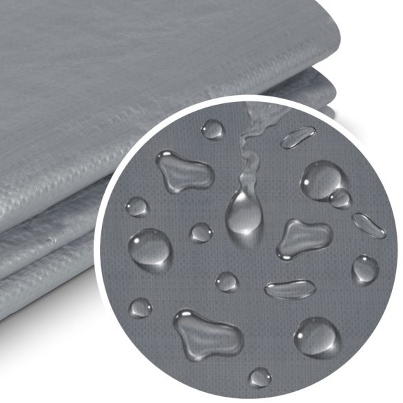 Takaróponyva, Plonos PL-500, 3 x 5 m, 120 g/m2, ezüst-kék, HDPE, vízálló, UV-álló, fagyálló, acél ringlik, erősített szegély, kétoldalas