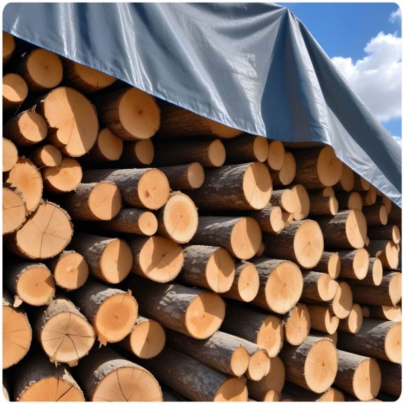 Takaróponyva, Plonos PL-500, 4 x 6 m, 120 g/m2, ezüst-kék, HDPE, vízálló, UV-álló, fagyálló, acél ringlik, erősített szegély, kétoldalas