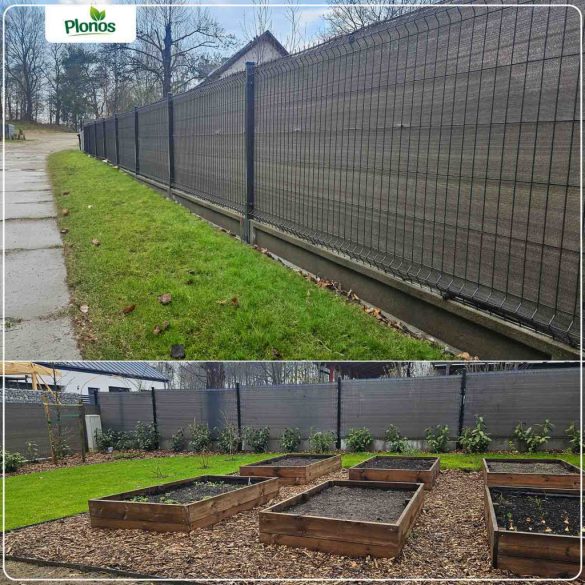 Árnyékoló háló medence fölé, kerítésre, Plonos 454210, 1,5 x 25 m, szürke, 90% árnyékolás, HDPE, UV-álló, időjárásálló, 140 g/m2, 50 db rögzítő klipsz