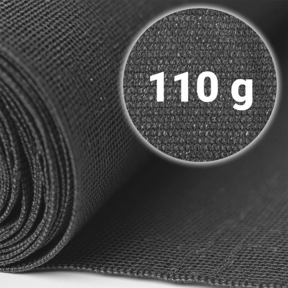 Árnyékoló háló medence fölé, kerítésre, Plonos 454300, 1,5 x 50 m, szürke, HDPE, 110 g/m2, 80% árnyékolás, UV-álló, 50 db rögzítő klipsz