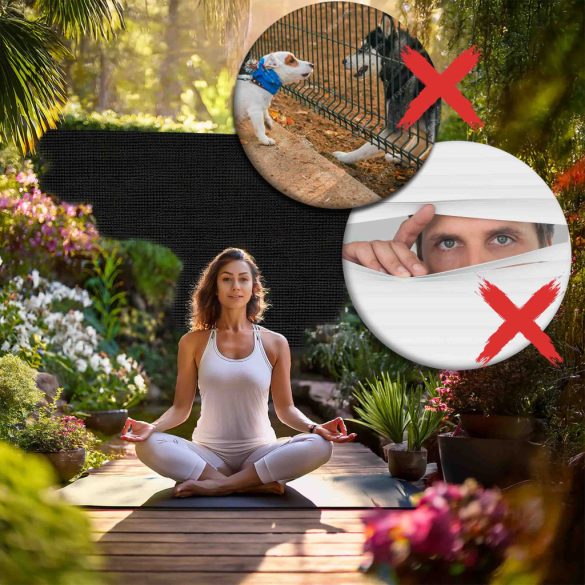 Árnyékoló háló medence fölé, kerítésre, Plonos 454300, 1,5 x 50 m, szürke, HDPE, 110 g/m2, 80% árnyékolás, UV-álló, 50 db rögzítő klipsz