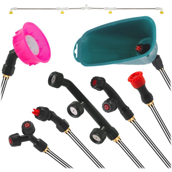 Akkumulátoros permetező, Plonos PL-601, fehér/zöld, 18 l, háti pántos, 12 V 8,0 Ah, nyomásszabályozható, 8 fúvóka, PE tartály, akkumulátorral és töltővel