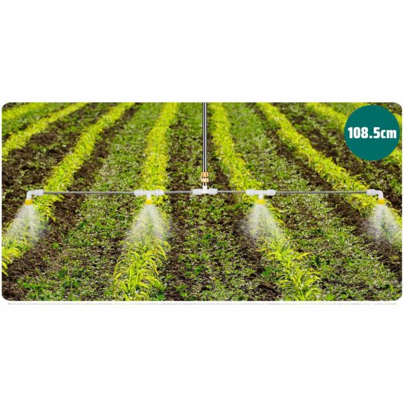 Akkumulátoros permetező, Plonos PL-601, fehér/zöld, 18 l, kerekes, 12 V 8,0 Ah, nyomásszabályozható, 8 fúvóka, PE tartály, akkumulátorral és töltővel