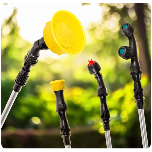 Akkumulátoros permetező, Plonos PL-603, fehér, 16 l, háti pántos, 12 V 8,0 Ah, 5 fúvóka, PE tartály, akkumulátorral és töltővel