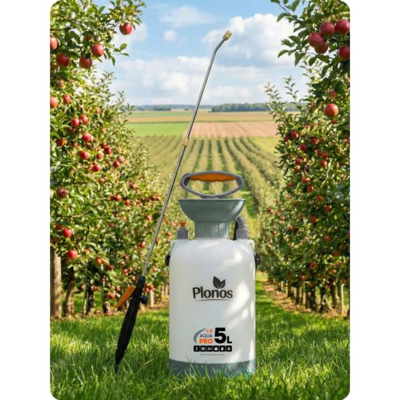 Kézi permetező, Plonos PL-605, fehér/zöld, 5 l, nyomásos kialakítás, állítható fúvóka, PE tartály
