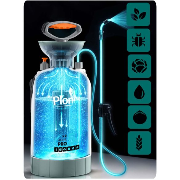 Kézi permetező, Plonos PL-605, fehér/zöld, 5 l, nyomásos kialakítás, állítható fúvóka, PE tartály