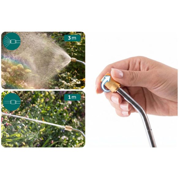 Kézi permetező, Plonos PL-605, fehér/türkiz, 8 l, nyomásos kialakítás, állítható fúvóka, PE tartály