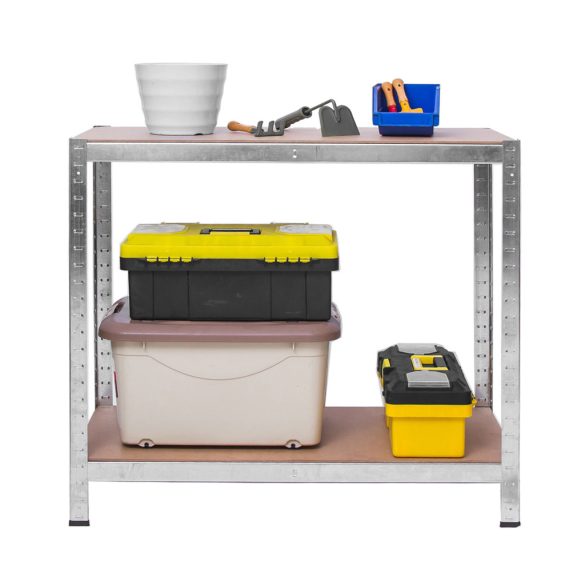 Műhelypolc szett, Plonos PL-700, ezüst, 150 x 75 x 30 cm, 4 polcos, acél, MDF polclapok, állítható polcmagasság, teherbírás: 135 kg/polc, 2 db-os szett