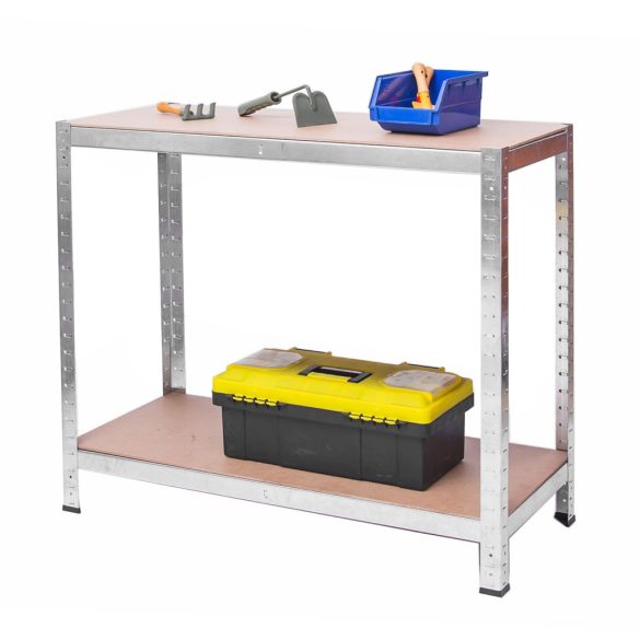 Műhelypolc szett, Plonos PL-701, ezüst, 174 x 80 x 40 cm, 4 polcos, acél, MDF polclapok, állítható polcmagasság, teherbírás: 150 kg/polc, 2 db-os szett