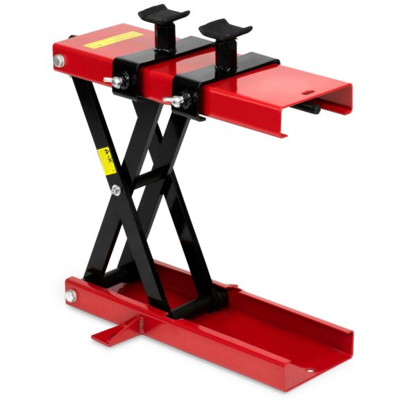 Motorkerékpár emelőbak, Humberg MP1, fekete-piros, porfestett acél, maximum 42,5 cm magasság, teherbírás: 500 kg